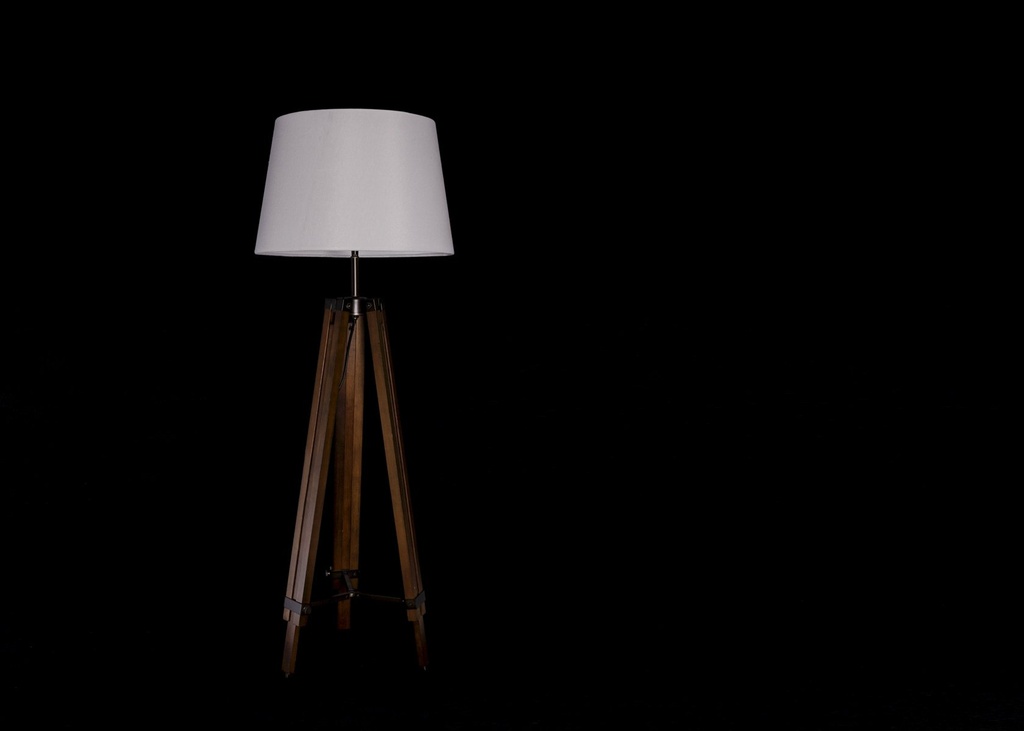 Lampe brune trebein rund cr.sk  H 100/158 cm