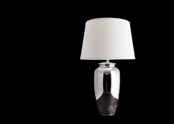 Lampe blank ker.fot hv.rund skj. H - 66 cm