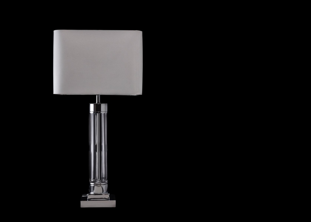 [31121] Lampe krystall/krom rund cr.skj.  H - 74 cm