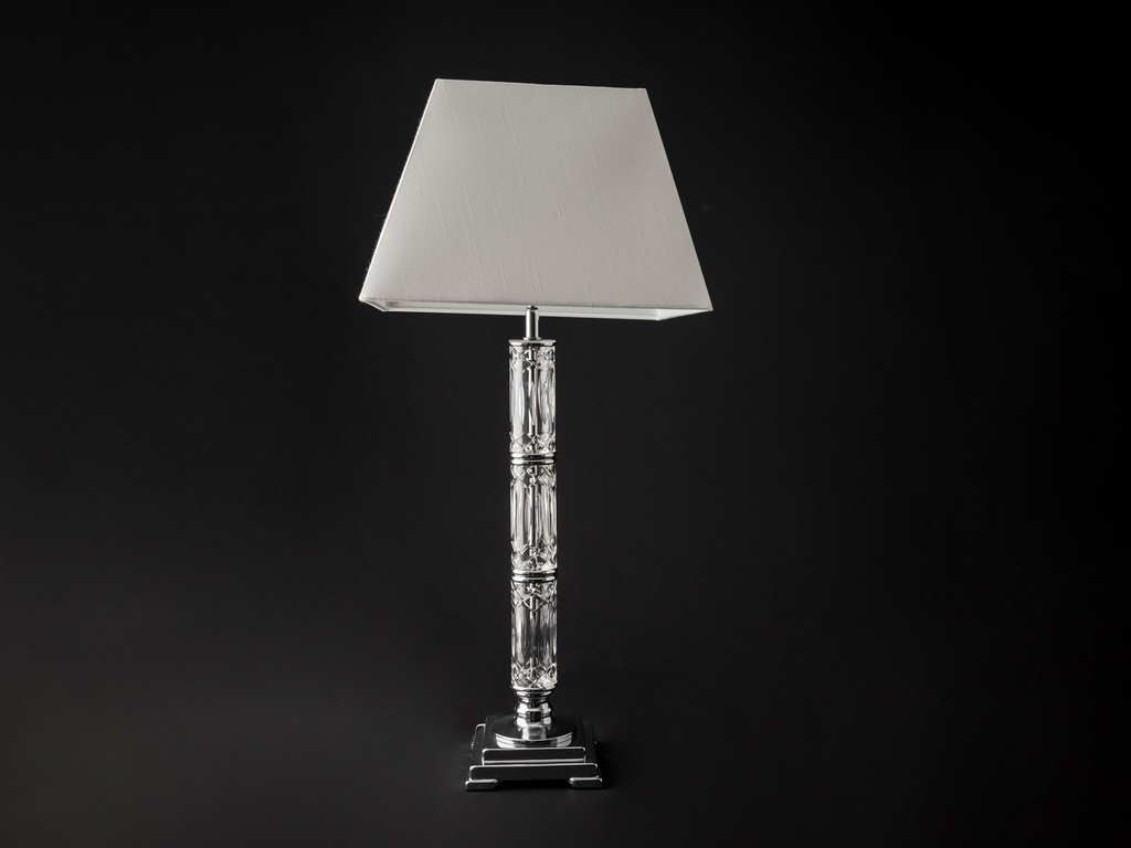 [31122] Lampe krystall/krom rund hv.skj.  H - 77 cm