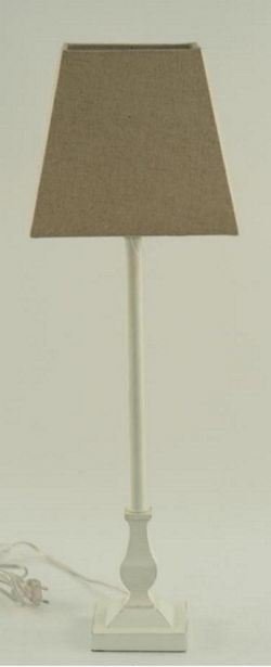 Lampe hvit poly fot natur skj.  H - 69 cm