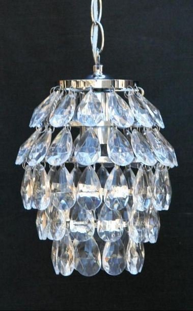 [31176] Taklys glassprismer/krom, H23/Ø21 cm