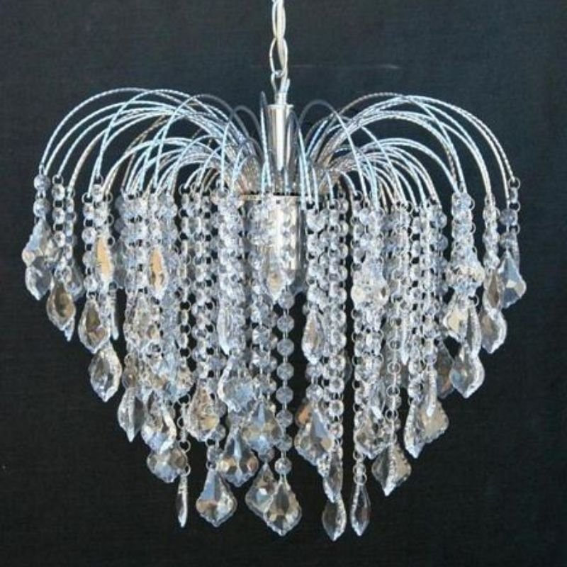 [31177] Taklys "paraply" glassprismer/krom, H - 40 / Ø -45 cm