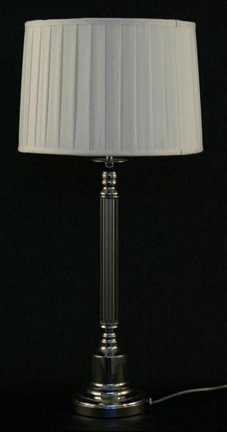 Lampe  nikkel + glass  H - 74 cm