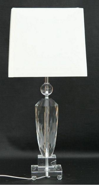 Krystall lampe m/firkantet lys skj., H - 67 cm