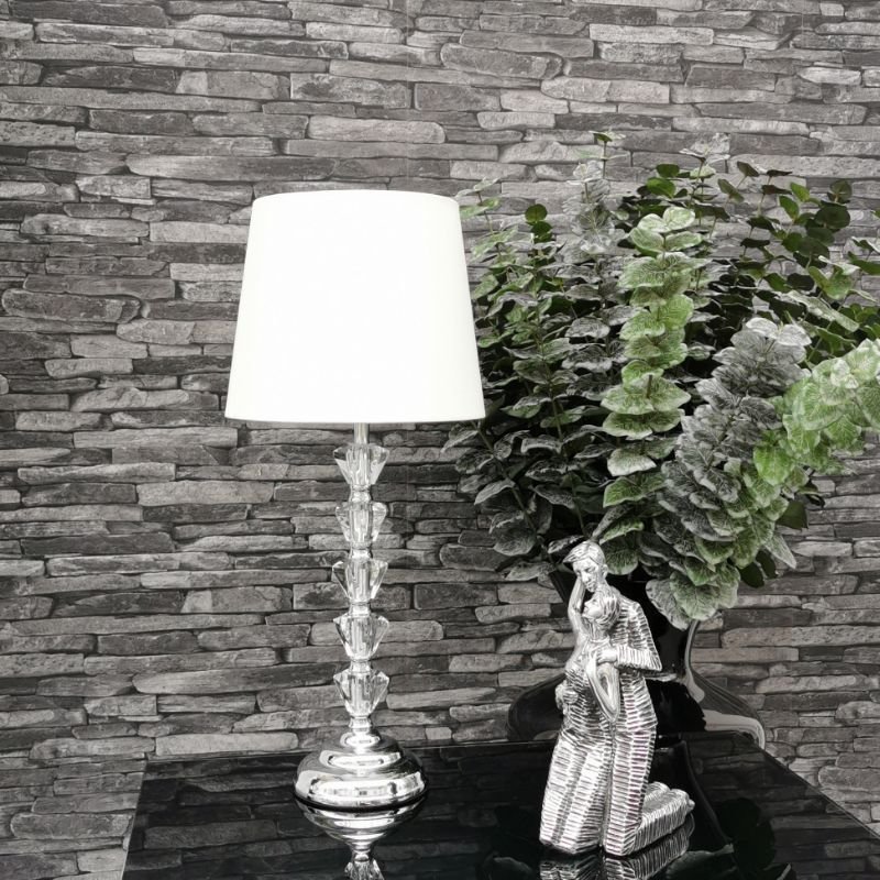 Lampe m/5 krystall kuler & krom, H - 56 cm