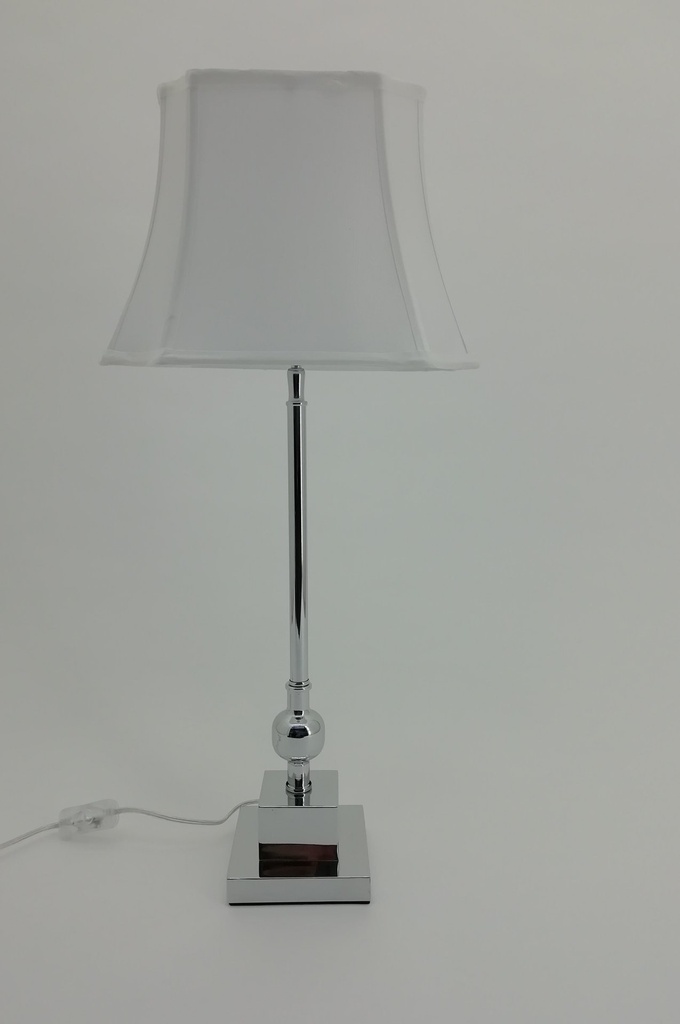 Firkantet lampe i nikkel, avlang 6-kantet skjerm, H - 70 cm
